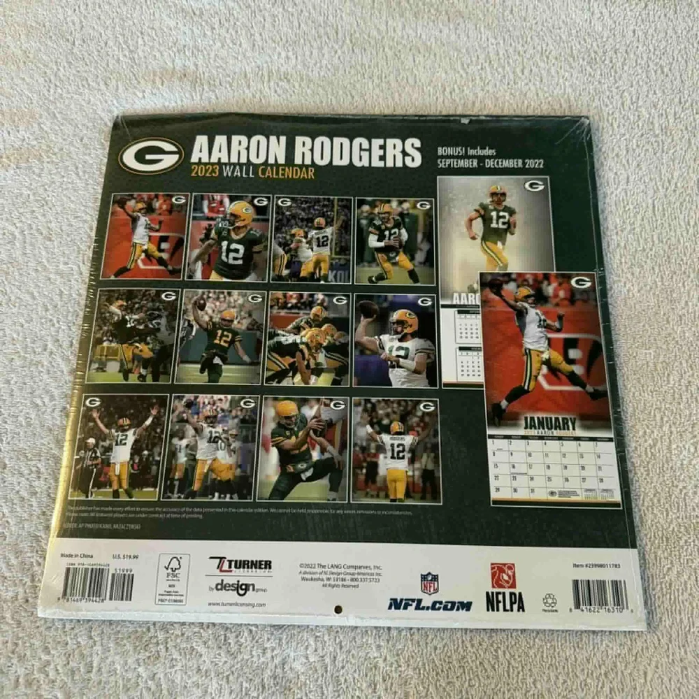 Aaron Rodgers Turner Licensing 2023 Wall Calendar Sealed ISBN 978-1469394428
